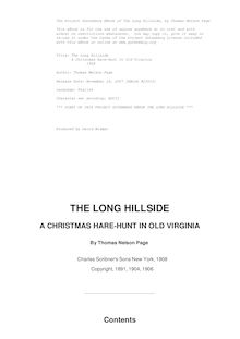 The Long Hillside - A Christmas Hare-Hunt In Old Virginia - 1908