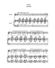 Partition No.1 - Aubade (F, Original key), 3 chansons, Op. 6, Trois mélodies Op. 6