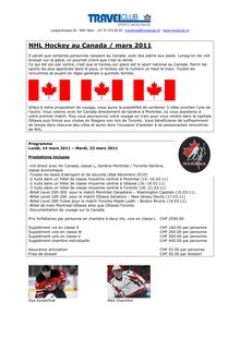 NHL Hockey au Canada / mars 2011