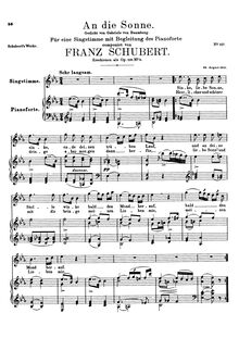 Partition complète, An die Sonne, D.270, To the Sun, E♭ major, Schubert, Franz