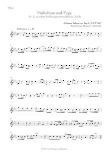 Partition hautbois, Das wohltemperierte Klavier I, The Well-Tempered ClavierPraeludia und Fugen durch alle Tone und Semitonia / Preludes and Fugues through all tones and semitones