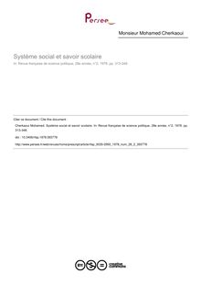 Système social et savoir scolaire - article ; n°2 ; vol.28, pg 313-348
