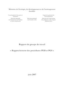 Rapport du groupe de travail «Rapprochement des procédures PEB et PGS»