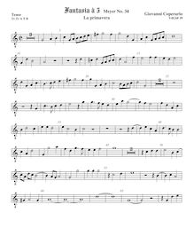 Partition ténor viole de gambe 2, octave aigu clef, Fantasia pour 5 violes de gambe, RC 62