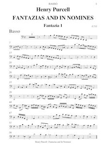 Partition basse, Fantazias et en Nomines, Purcell, Henry
