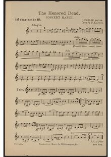 Partition clarinette 1 (B♭), pour Hounred Dead, Sousa, John Philip