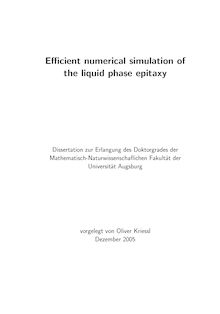 Efficient numerical simulation of the liquid phase epitaxy [Elektronische Ressource] / vorgelegt von Oliver Kriessl