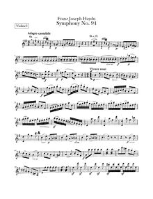 Partition violons I, Symphony No.94 en G major “Paukenschlag”, Sinfonia No.94, “Surprise”
