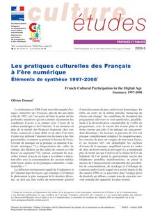 Les pratiques culturelles des Français à l’ère numérique Éléments de synthèse 1997-2008 1 