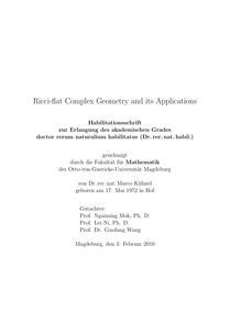 Ricci-flat complex geometry and its applications [Elektronische Ressource] / von Marco Kühnel