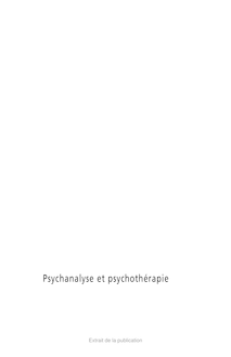 Psychanalyse et psychothérapie