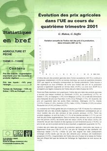 Évolution des prix agricoles dans l UE au cours du quatrième trimestre 2001