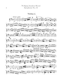 Partition violons I, II, Symphony No.31, Paris Symphony, D major