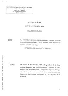 Requête du Barreau de Lyon au Conseil d Etat
