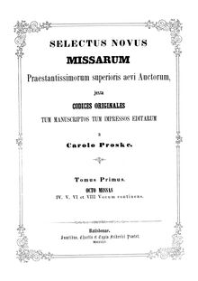 Partition Title pages, preface, contents, corrigenda (monochrome), Selectus Novus Missarum