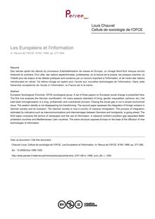 Les Européens et l information - article ; n°1 ; vol.69, pg 277-285