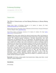 The effect of attractiveness on food sharing preferences in human mating markets
