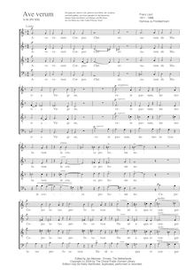 Partition complète (S.44), without orgue , partie, Ave verum corpus