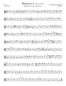 Partition ténor viole de gambe 1, alto clef, Fantasia pour 5 violes de gambe, RC 50
