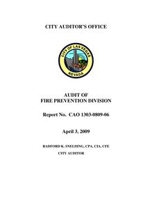 06 CAO 1303-0809-06 Audit of Fire Prevention Division