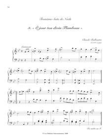 Partition , « Ô jour ton divin Flambeau », Recueil de Noëls, Recueil de Noëls formant quatre Suites avec des Variations pour le Clavecin ou le Fortepiano