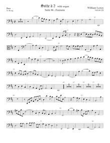 Partition viole de basse, clef en basse et en alto,  No.6 pour 2 violes de gambe et orgue