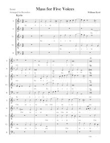 Partition complète (SATTB), Mass pour Five voix, Byrd, William