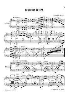Partition complète, Souvenir de Spa, Op.12, E♭ Major, Smith, Sydney