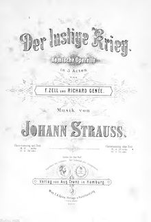 Partition complète, Der lustige Krieg, Komische Operette, Strauss Jr., Johann