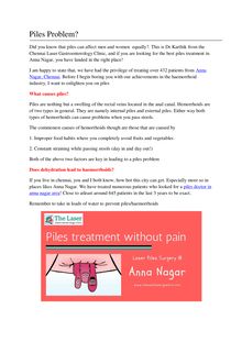 Choosing a Piles Treatment in Anna Nagar