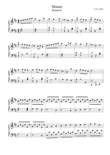 Partition Minuet Roundo, divers pièces pour clavecin, Loeillet, John par John Loeillet