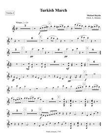 Partition violons I, Marcia turchesca, Turkish March, C major, Haydn, Michael