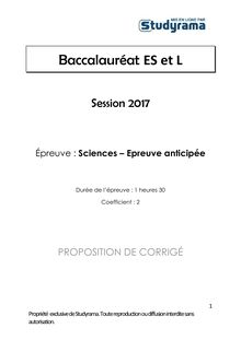 Corrigé Bac ES, L 2017 - Sciences anticipées