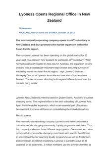 Lyoness Opens Regional Office in New Zealand