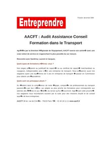 AACFT : Audit Assistance Conseil Formation dans le Transport