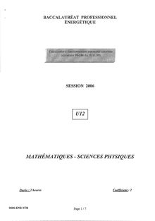 Bacpro energetique mathematiques sciences physiques 2006