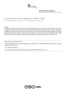 Le parti communiste algérien de 1939 à 1943 - article ; n°1 ; vol.12, pg 39-50