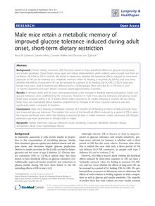 Male mice retain a metabolic memory of improved glucose tolerance induced during adult onset, short-term dietary restriction