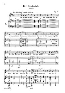 Partition Version pour Medium voix, Der Handschuh, Op.87, D major / D minor