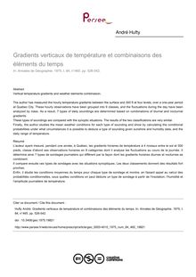 Gradients verticaux de température et combinaisons des éléments du temps - article ; n°465 ; vol.84, pg 526-542