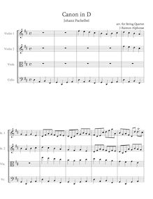 Partition complète, Canon et Gigue, Kanon und Gigue für drei Violinen und Basso Continuo par Johann Pachelbel