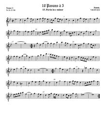 Partition ténor viole de gambe 1, octave aigu clef, pavanes pour 5 violes de gambe par Anonymous