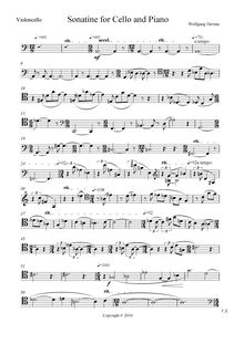 Partition complète et , partie, Sonatina pour violoncelle et Piano