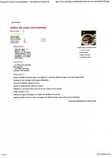 Recette de Côtes de veau normandes - Une recette de Cuisine AZ ...