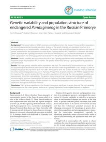 Genetic variability and population structure of endangered Panax ginsengin the Russian Primorye