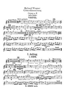 Partition Offstage cor 1 (F), 2 (C), Stierhorns (C, D♭, D), Götterdämmerung, WWV86D