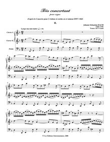 Partition complète, Concerto pour 2 violons, Double Concerto, D minor par Johann Sebastian Bach