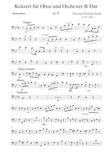Partition Basses, hautbois Concerto, Op.12, Barth, Christian Frederik