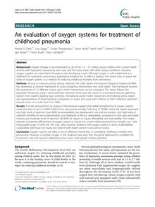 An evaluation of oxygen systems for treatment of childhood pneumonia