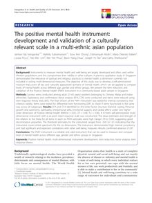 The positive mental health instrument: development and validation of a culturally relevant scale in a multi-ethnic asian population